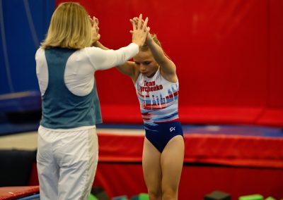 Natalia Yurchenko training gymnast on floor